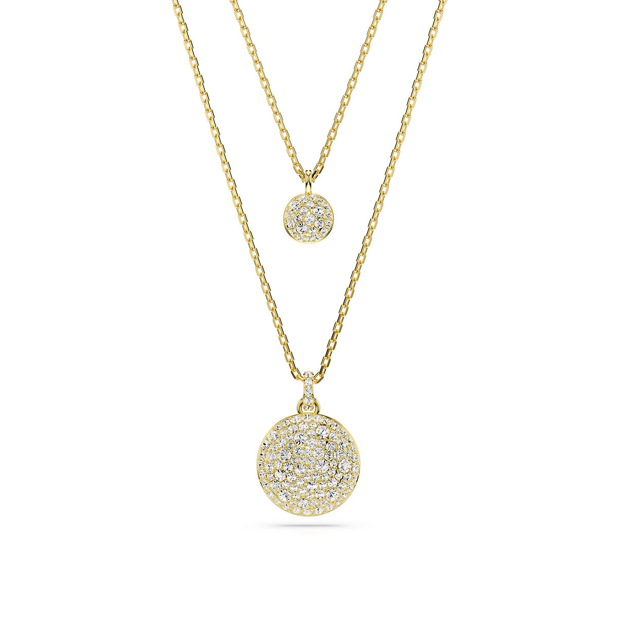 Swarovski Meteora layered pendant, White, Gold-tone plated
